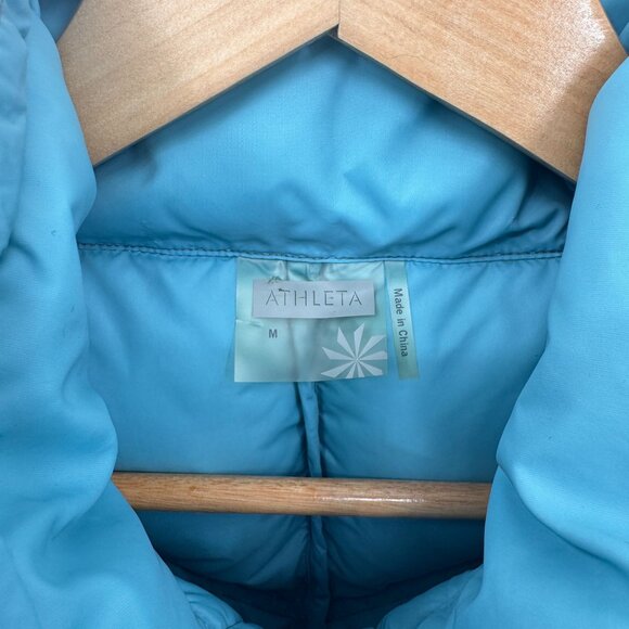 Athleta Full Zip Quilted Puffer Vest Womens Medium Gray Nylon Goose Down Pockets - Picture 4 of 10